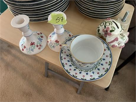 Candlesticks, Piggy Bank, Tea Cup
