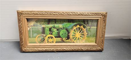 Vintage Wood Framed John Deere Tractor Picture