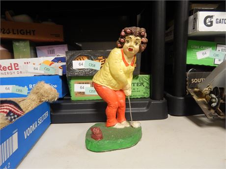 Plush Bear & Golfer Statue & Decorative Canister