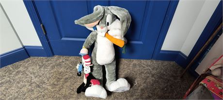 Large Bugs Bunny & Cat in The Hat Plush Toys