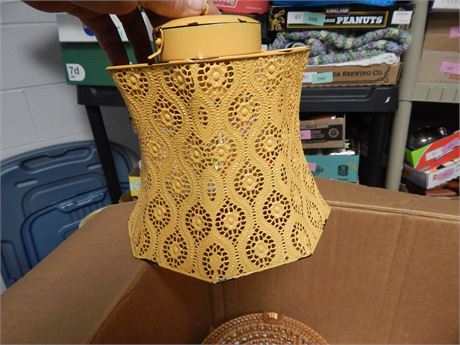 Vintage Light Cover & Wood Thread Spools & Small Vintage Purse