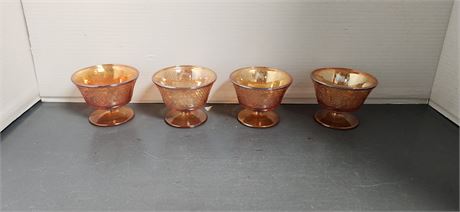 4 Carnival Glass Dessert Bowls