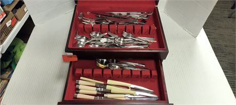 Supreme Cutlery Corp. & Rogers & Oneida Flatware & More & Wood Storage Case