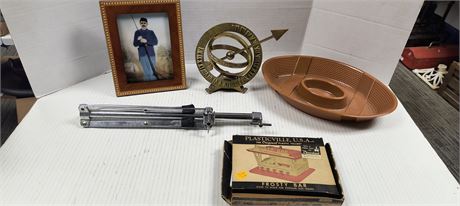 Armillary Sphere Sundial & Vintage Picture & Serving Bowl & More