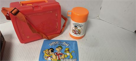 Vintage Popeye Lunch Box & Thermos. Lunchbox Needs Repaired