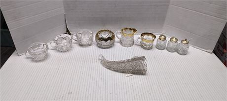Lot Of Clear Etched Glassware