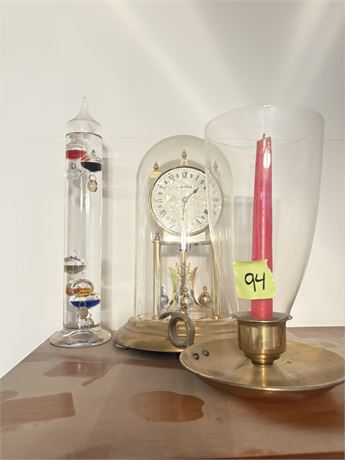 Anniversary Clock, Glass Temperature, Candlestick