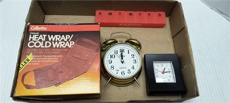 Gillette Heat/Cold Wrap & Clocks & Pill Case