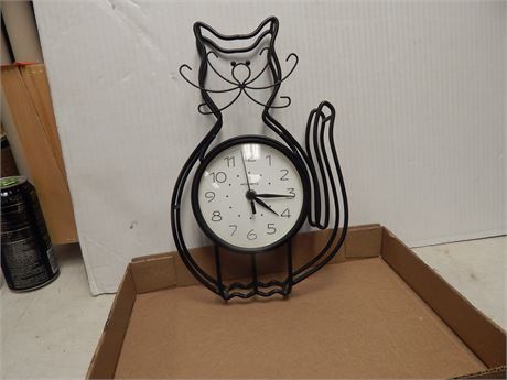 Acu-Rite Metal Cat Wall Clock