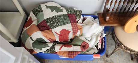 Lot of blankets and quilts