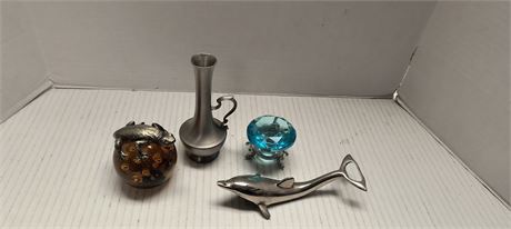 Dolphin Bottle Opener & Lizard Paper Weight & Vase & Crystal Decoration