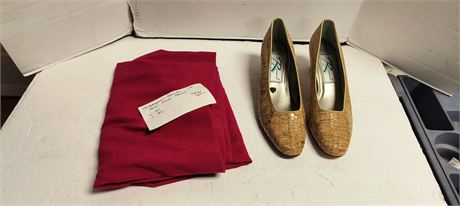 Christopher Banks Red Maxi Skirt. Size 10 & Ladies Shoes. Size 10m