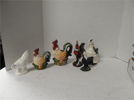 Various Rooster Statues