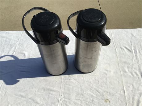 2 -  Coffee Steel Lined Push Button Action Airpots