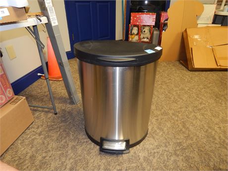 Stainless Steel Trash Can. Has Damage To Top Of Can & Dents Inside Trash Can