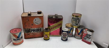 Vintage Oil Cans & Gasoline Can & Brake Fluid Can