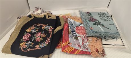 Vintage Silk Decorative Pillow Covers & Flower Sack Kitchen Towels