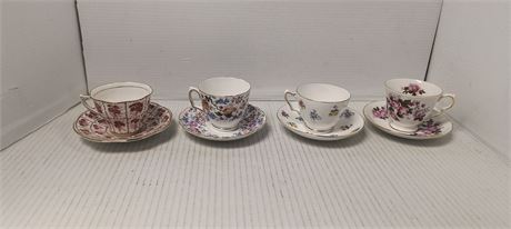 Vintage Tea Cups & Matching Saucers