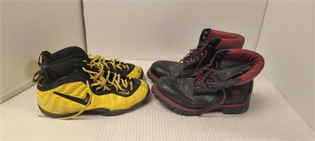 Nike Tennis Shoes & Timberland Boots & Oasics Tennis Shoes. Various Sizes