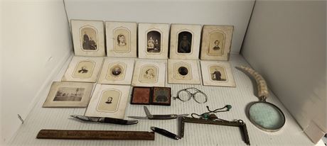 Black & White Photos & Vintage Pocket Knives & Vintage Magnifying Glass & More