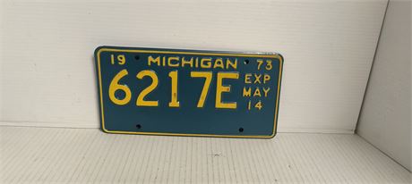 1973 Michigan License Plate