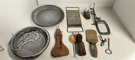 Flat Of Vintage Kitchen Items