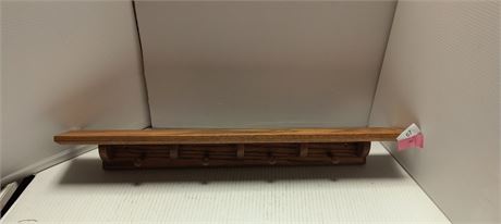 Wood Shelf With Coat Hooks