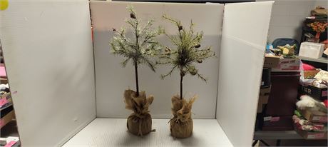 2 Small Decorative Artificial Trees
