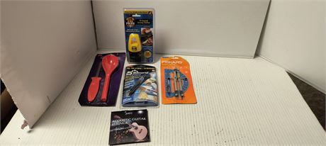 ID Stamp Roller & Guitar Strings & Fiskars Protractor & More