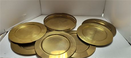 Lot Of Brass Plates & Brass Tray