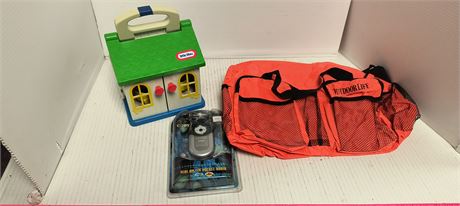 Outdoor Life Bag & Mini AM/FM Pocket Radio & Little Tikes School House