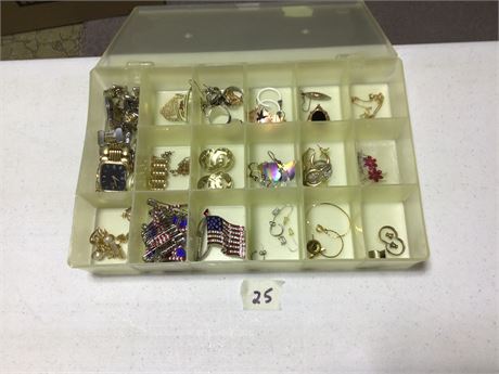 Assorted Jewelry in Plastic Container