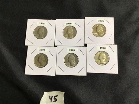 Six 1976 Bicentennial Quarters