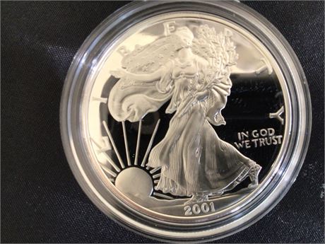 2001 Uncirculated American Eagle Silver Dollar 99% Silver