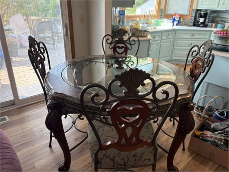 Glass Top Dining Table and Chairs