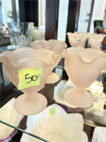 Pink Frosted Glass Dishes