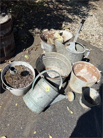 Metal Wash Pans, Buckets, and Watering Cans