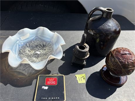 Misc Decor, Glass Dish, Bank, Jug
