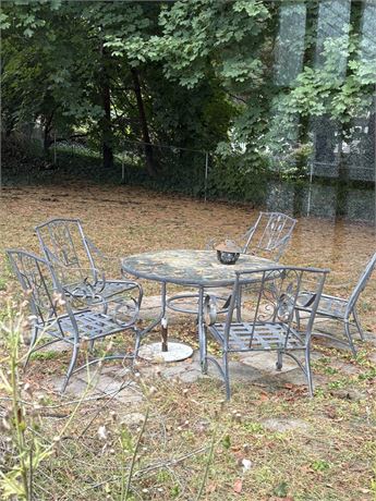 Outdoor Table, Chairs, Umbrella and Lazy Susan