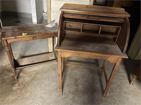 Vintage Child's Secretary Desk and Side Table