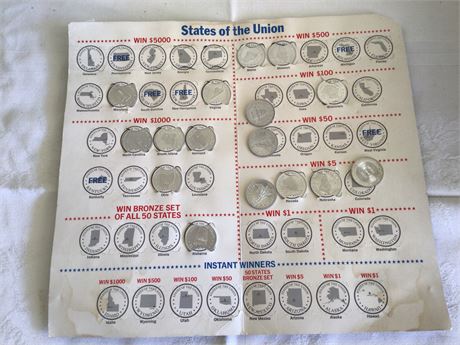 SHELLS's "State of the Union" Novelty Token game 1969 Partially Complete