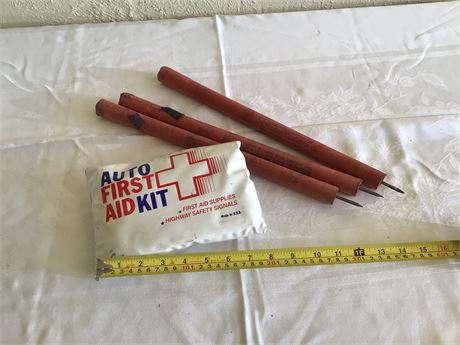 First Aide Kit and Road Flares
