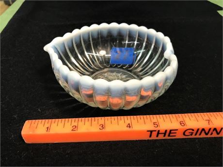 Vintage Fenton Clear Opalescent Glass Heart Shape Dish