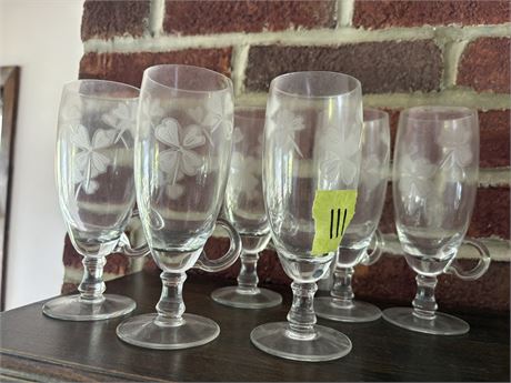 Irish Coffee Glasses with Etched Shamrocks