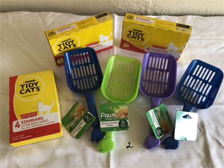 Cat Lot - 4 Scoops, 3 boxes of Litter, Tidy Cats Box Liner