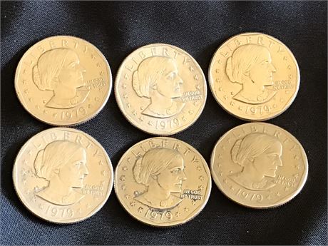 Six Susan B. Anthony Dollar Coins