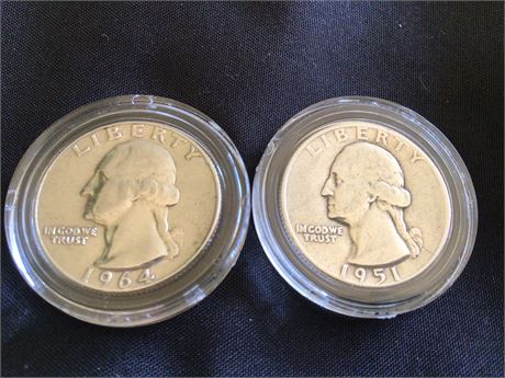 1951-S & 1964-D Washington Quarters