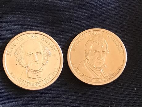 Martin Van Buren & William Harrison Dollar Coins