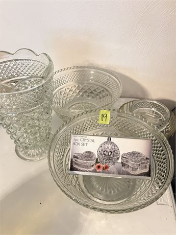 Crystal Bowls, Vase, Box Set