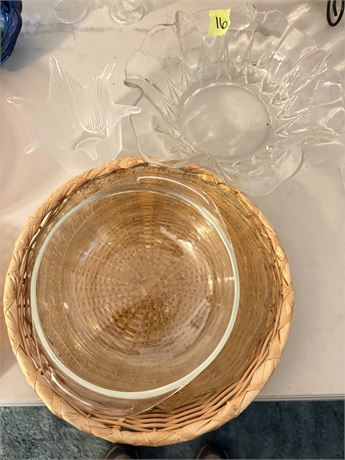 Glass Bowls and Basket, Pyrex